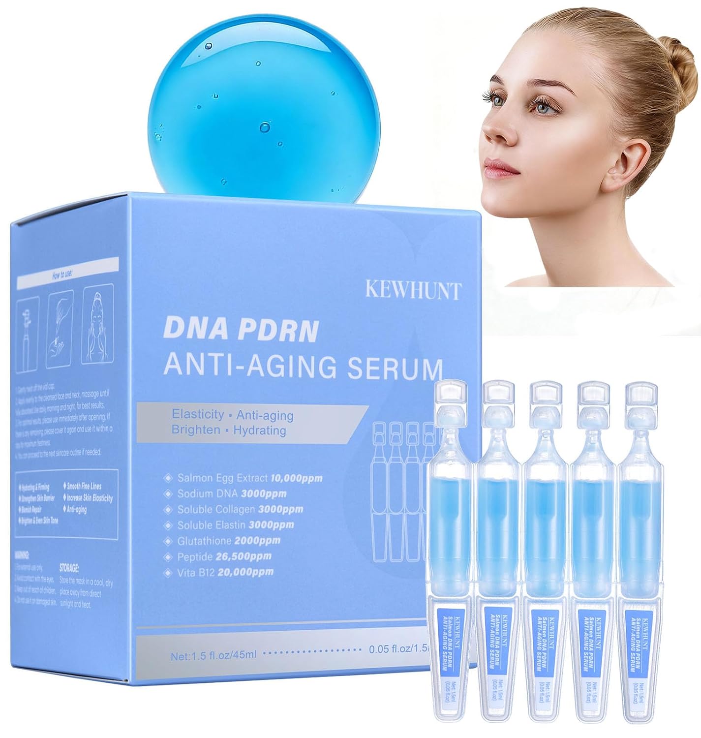 Salmon DNA PDRN Anti-Aging Facial Serum, Wrinkles, Plump, Radiance