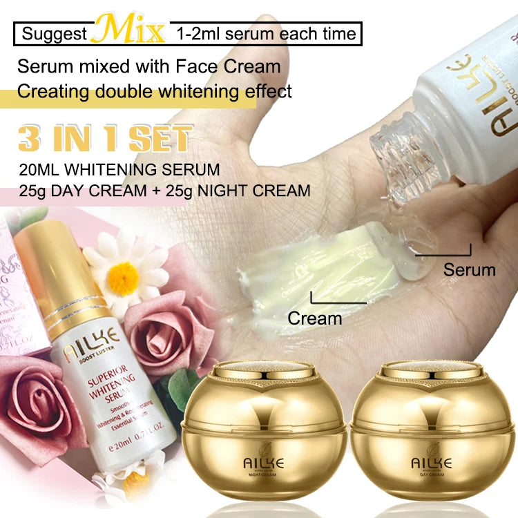 Whitening Skin Care Set, Reduce Wrinkles, Dark Spots, Even Skin Tone, Women Beauty Cosmetics for All Skin Types
